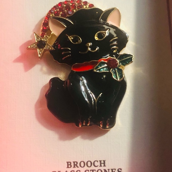 Piper K Jewelry - Piper K Black Cat Brooch with Santa Hat